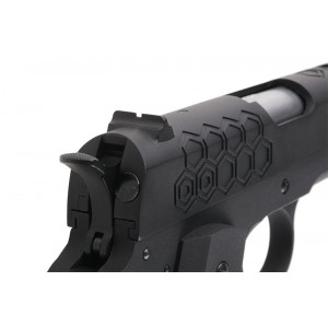 Страйкбольный пистолет Colt 1911 Hex Cut V.3, черный, металл, блоу бэк, грин газ